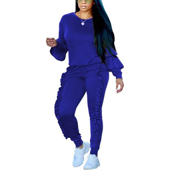 Elegant Ruffle Sleeve Two-Piece Outfit Set for Women | Perfect for Casual Wear - Picture 1 of 8